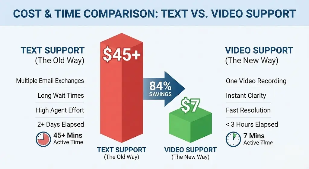 Chart comparison: Cost of Text Support vs Video Support