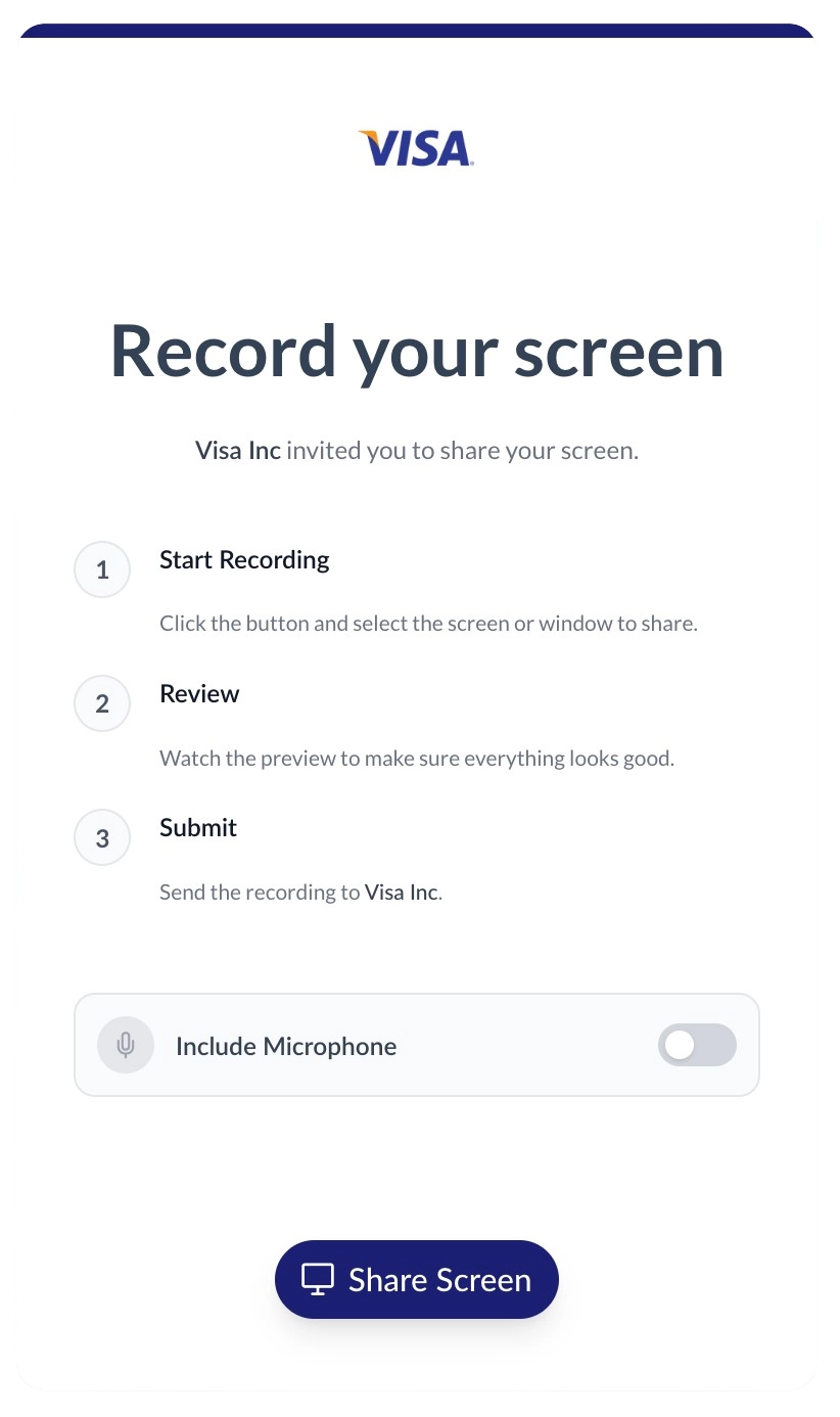 Customized workspace example for Visa