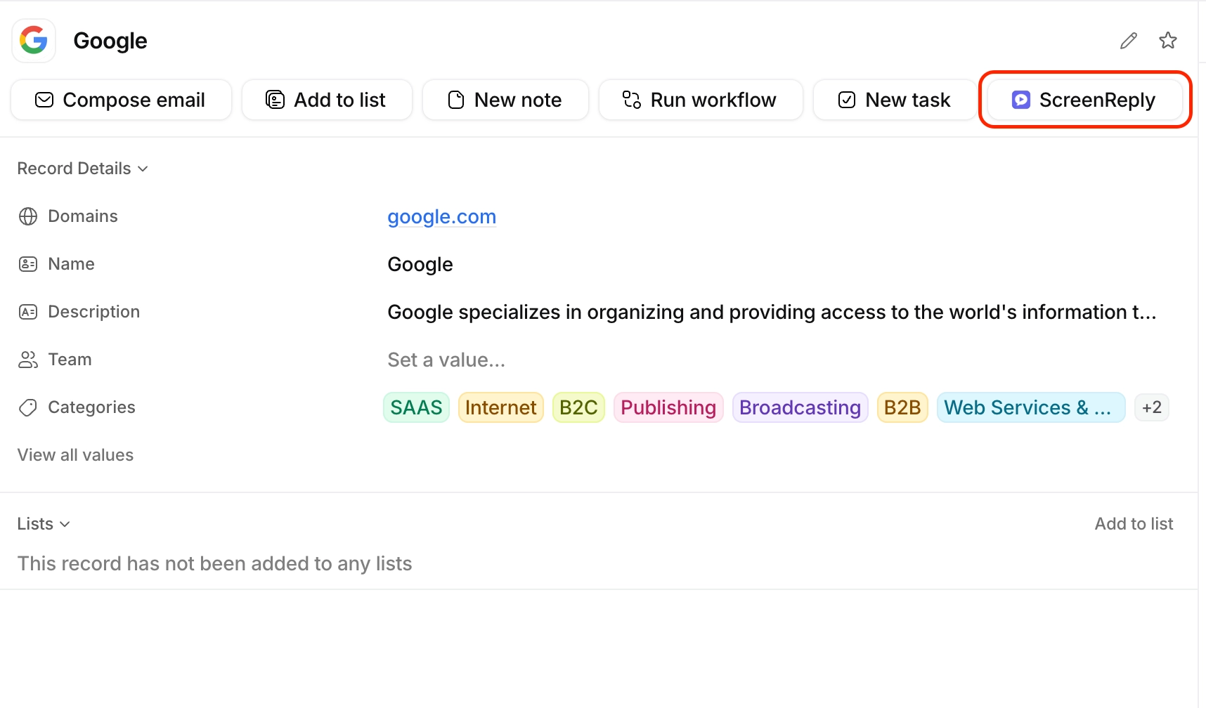 Launch ScreenReply in Attio