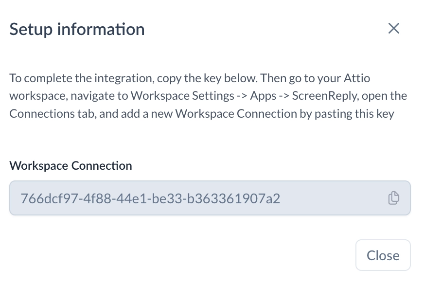 Copy Workspace Connection Token