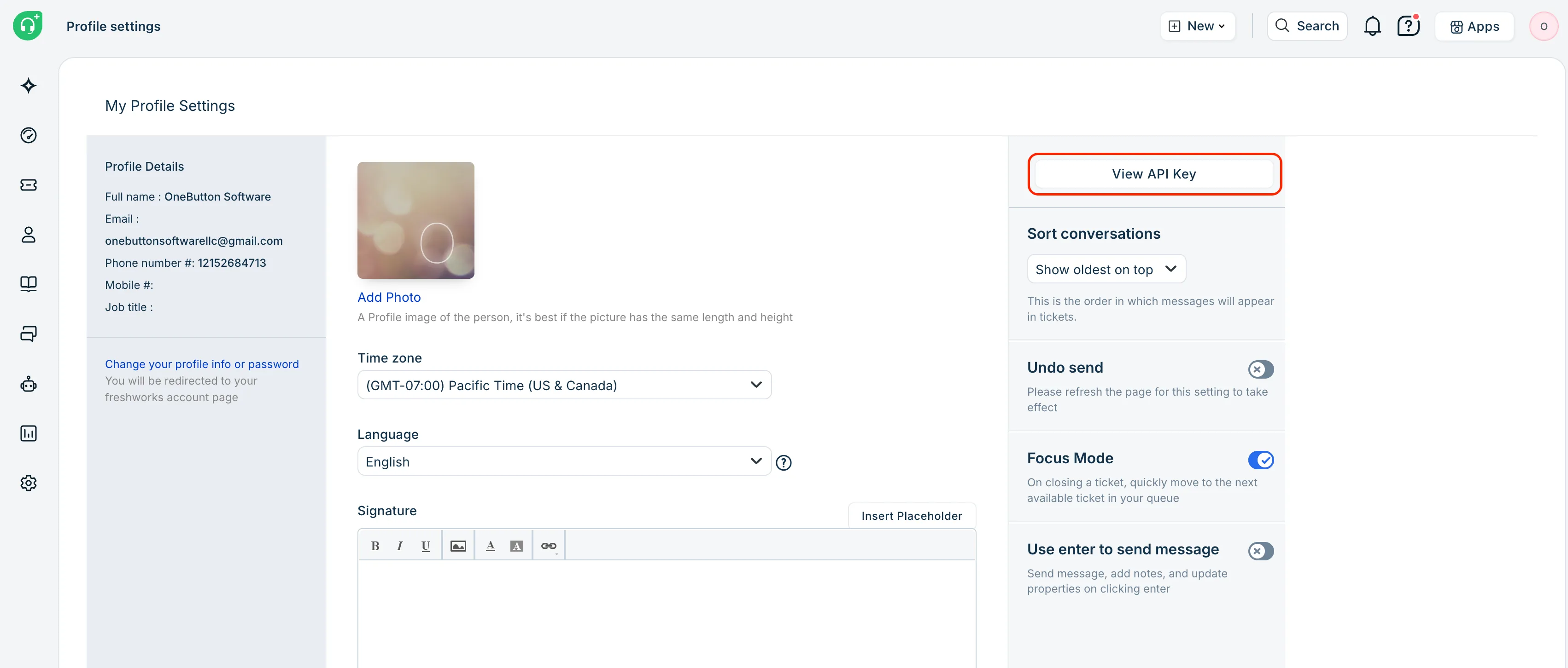 Find Your API Key in Freshdesk Profile