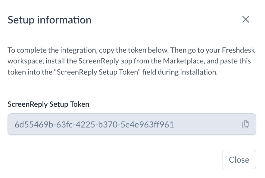 Copy ScreenReply Setup Token