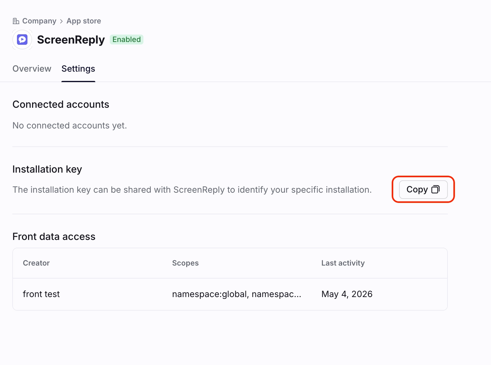 Copy Installation Key