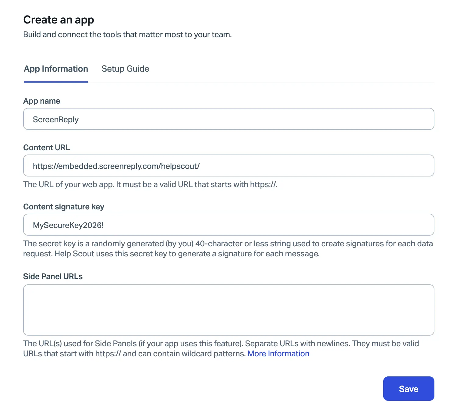 Configure Custom App settings