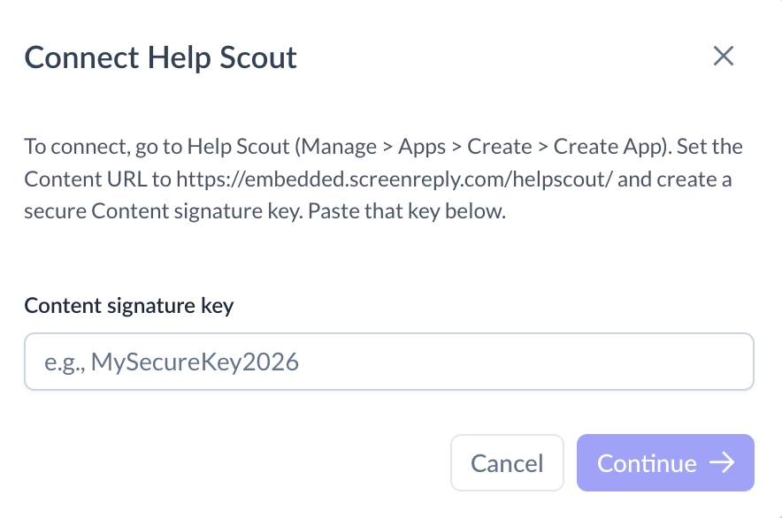 Setup instructions prompt