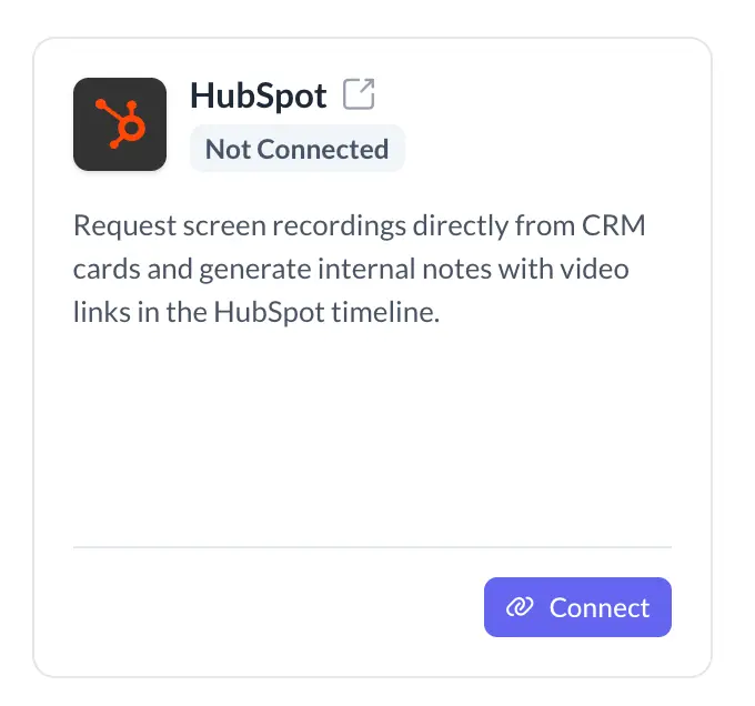 Connect HubSpot Integration in dashboard