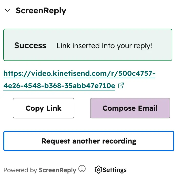 Generate recording link in HubSpot