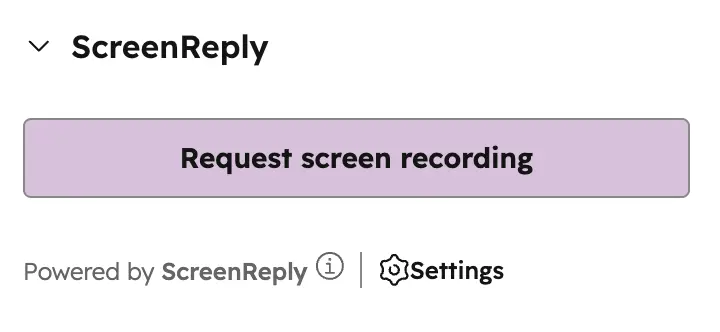 Request button in HubSpot sidebar