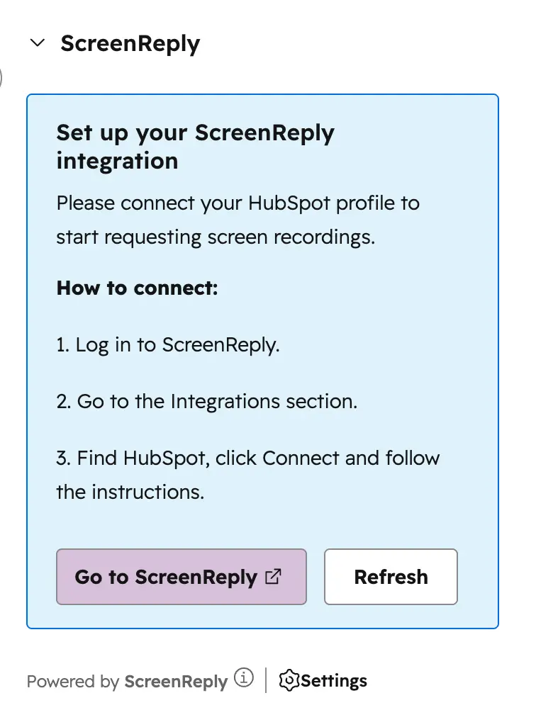 Initiate HubSpot setup