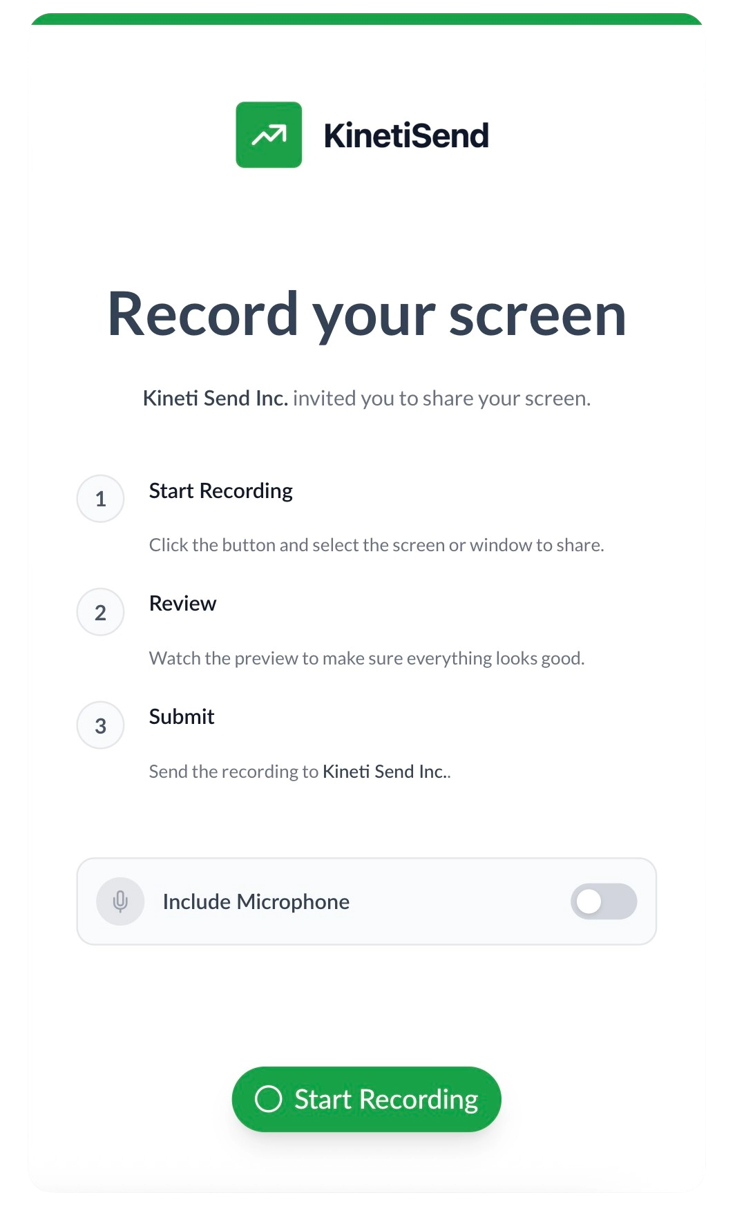White-labeled screen recording interface